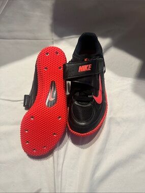 Nike High Jump Spikes Black Sneakers with Bright Red